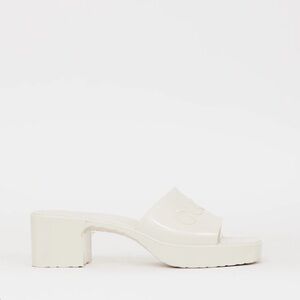 Gucci White Rubber Heel Slides